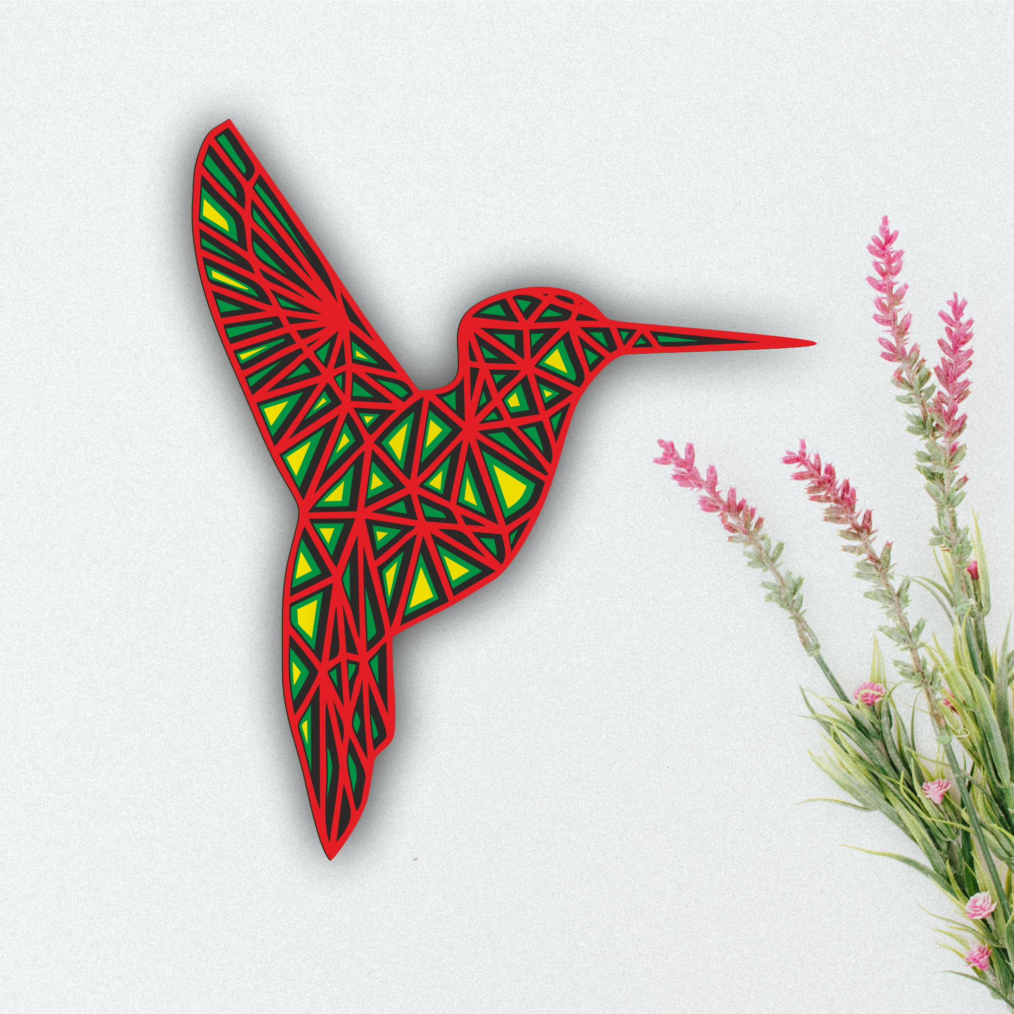 Layered Hummingbird, laser-cut wall décor by Engravia Mauritius