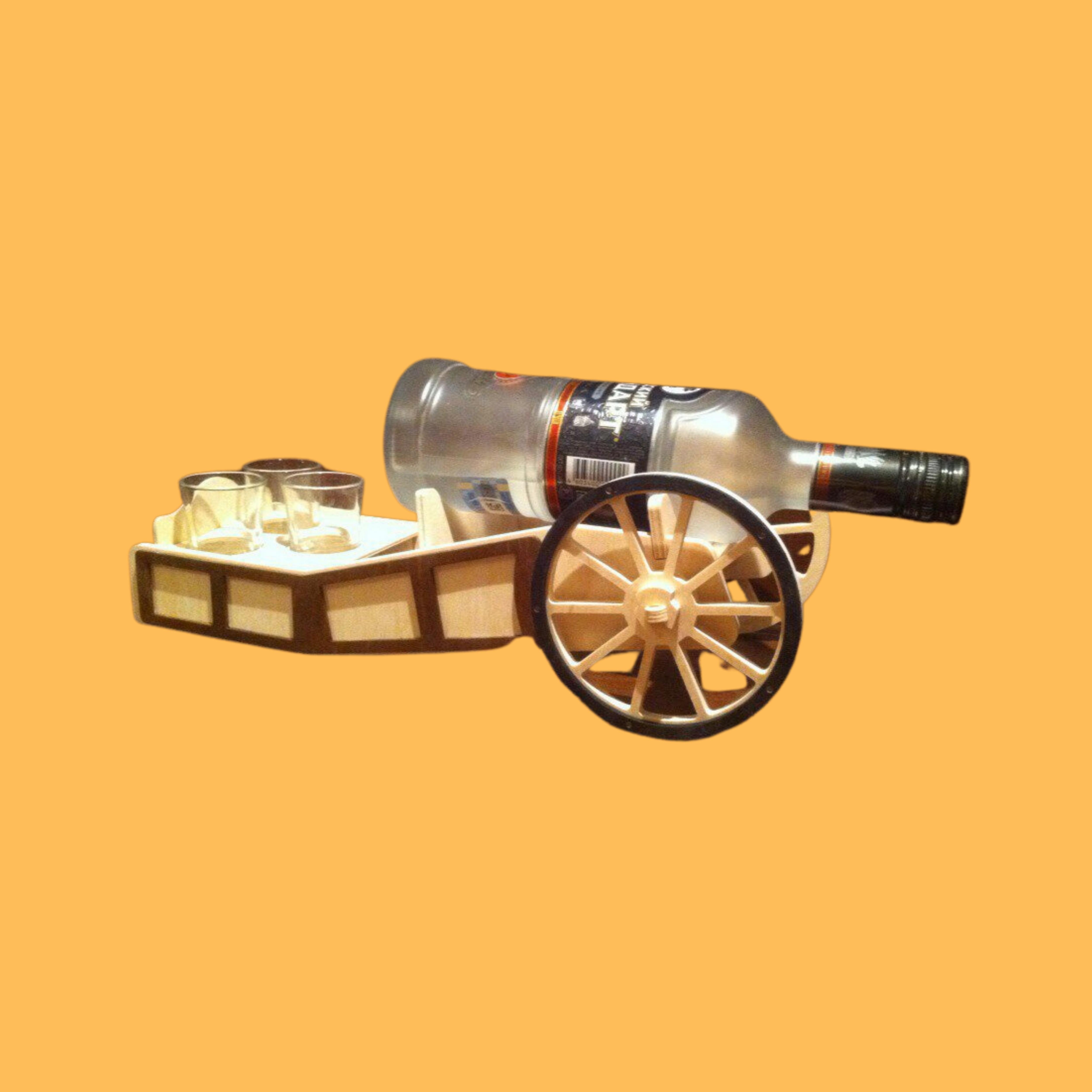 Cannon Bottle Holder, custom laser-cut wooden product by Engravia Mauritius