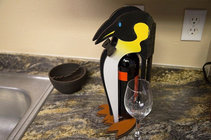Penguin Bottle Holder, custom laser-cut wooden product by Engravia Mauritius