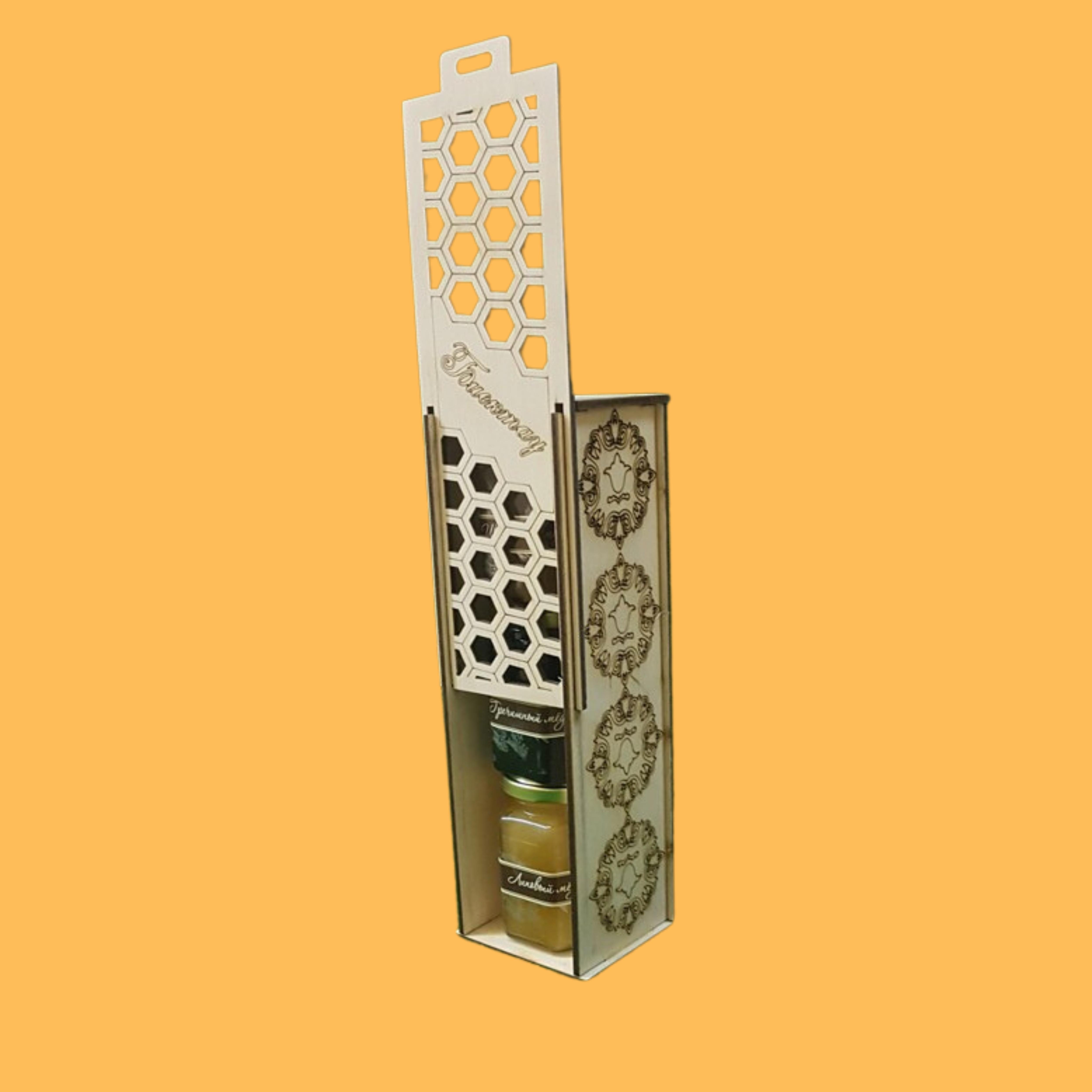 Window Bottle Gift Box, custom laser-cut wooden product by Engravia Mauritius