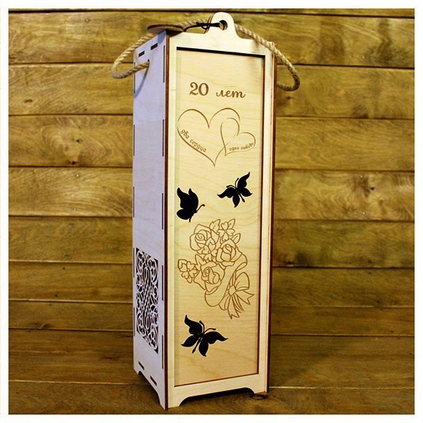Tall Floral Bottle Box, custom laser-cut wooden product by Engravia Mauritius