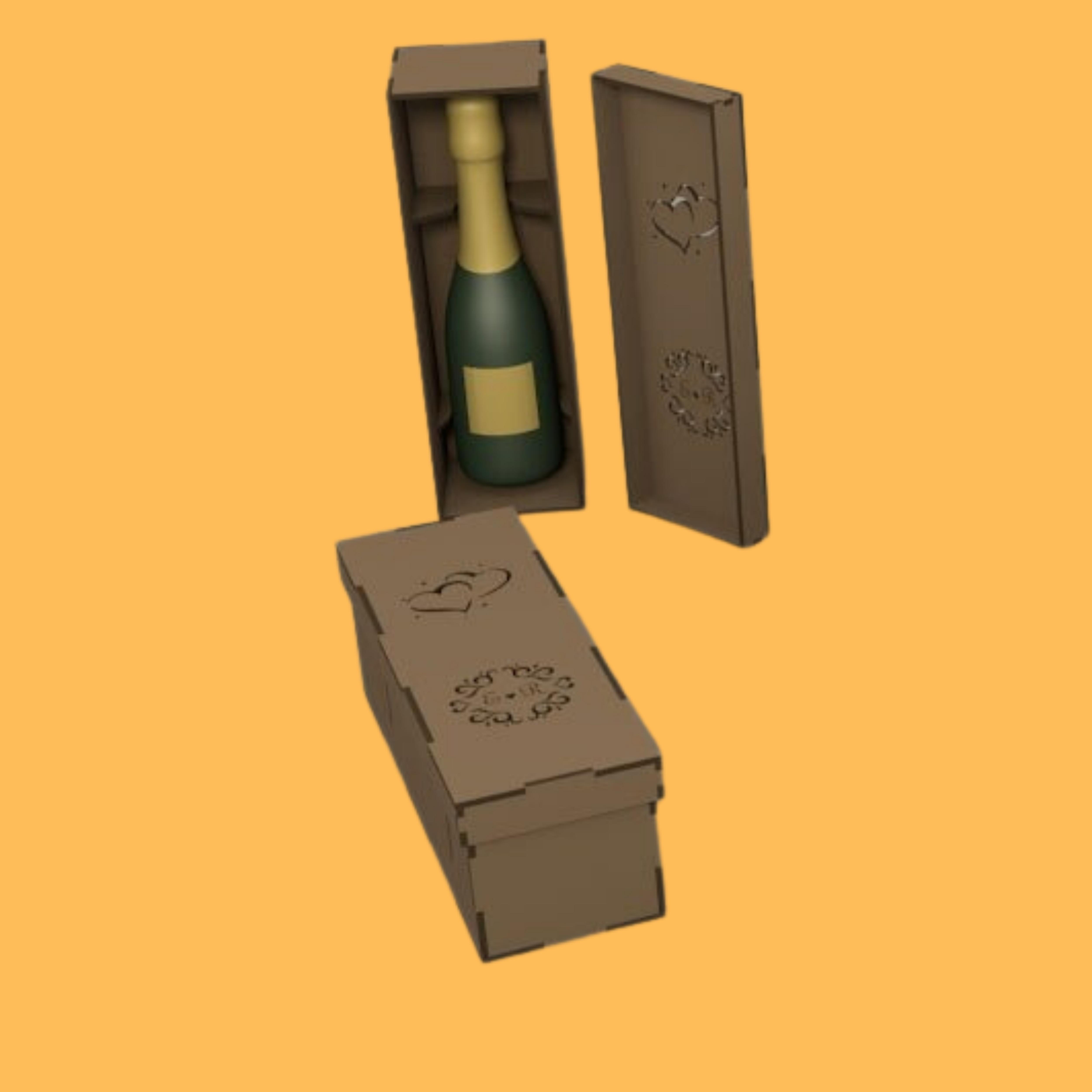Engraved Single Bottle Box, custom laser-cut wooden product by Engravia Mauritius