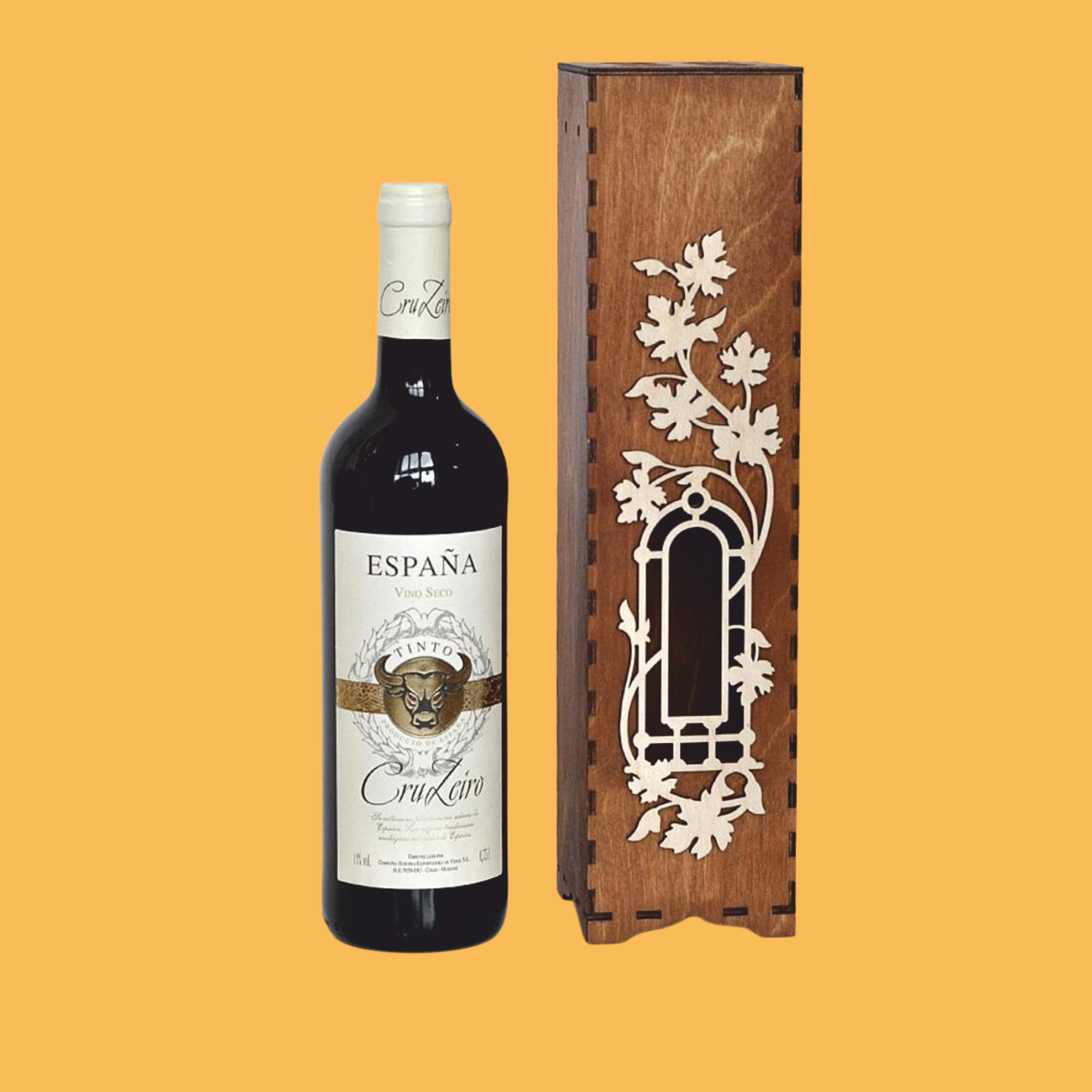 Floral Single Bottle Box, custom laser-cut wooden product by Engravia Mauritius