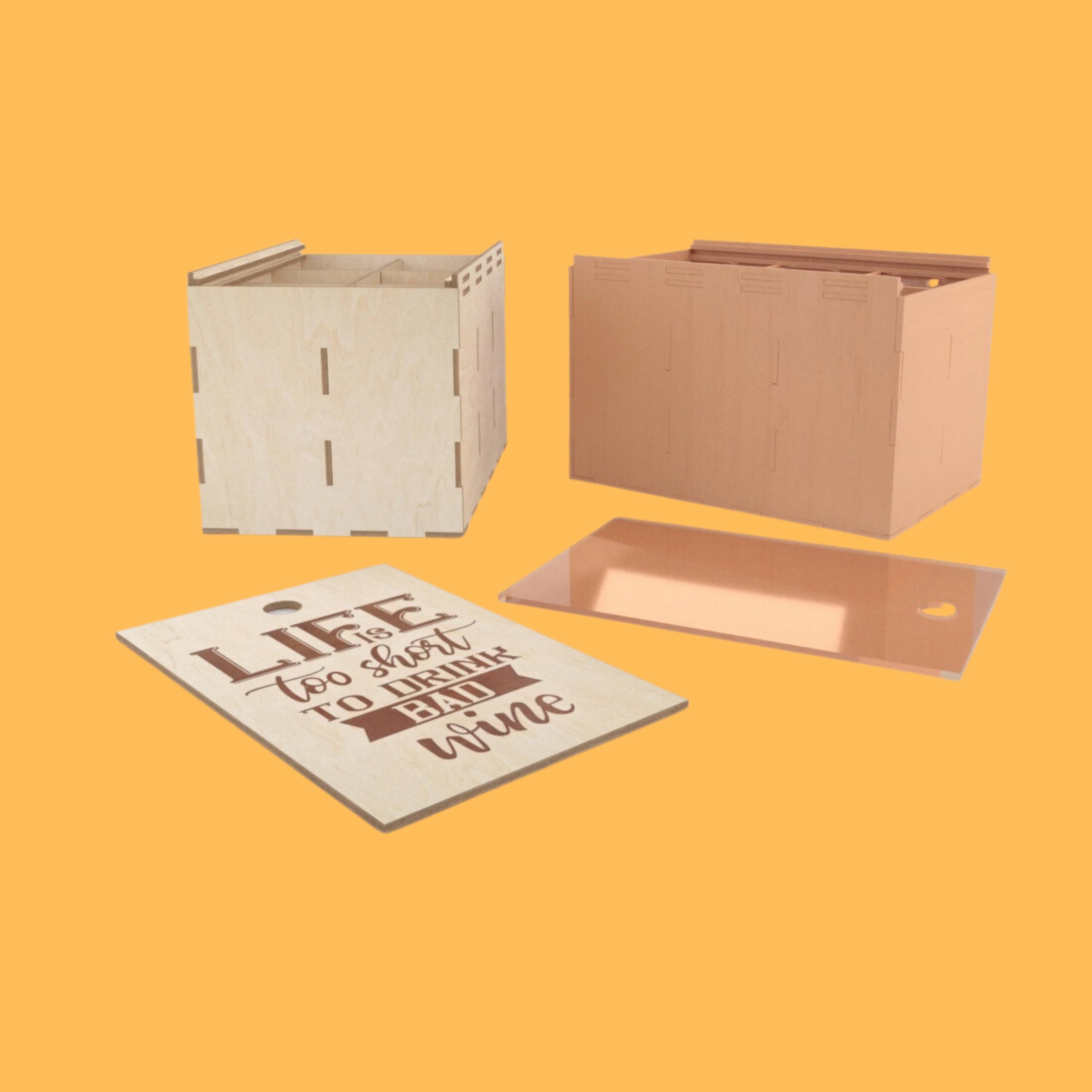 Small Gift Box and Card Set, custom laser-cut wooden product by Engravia Mauritius