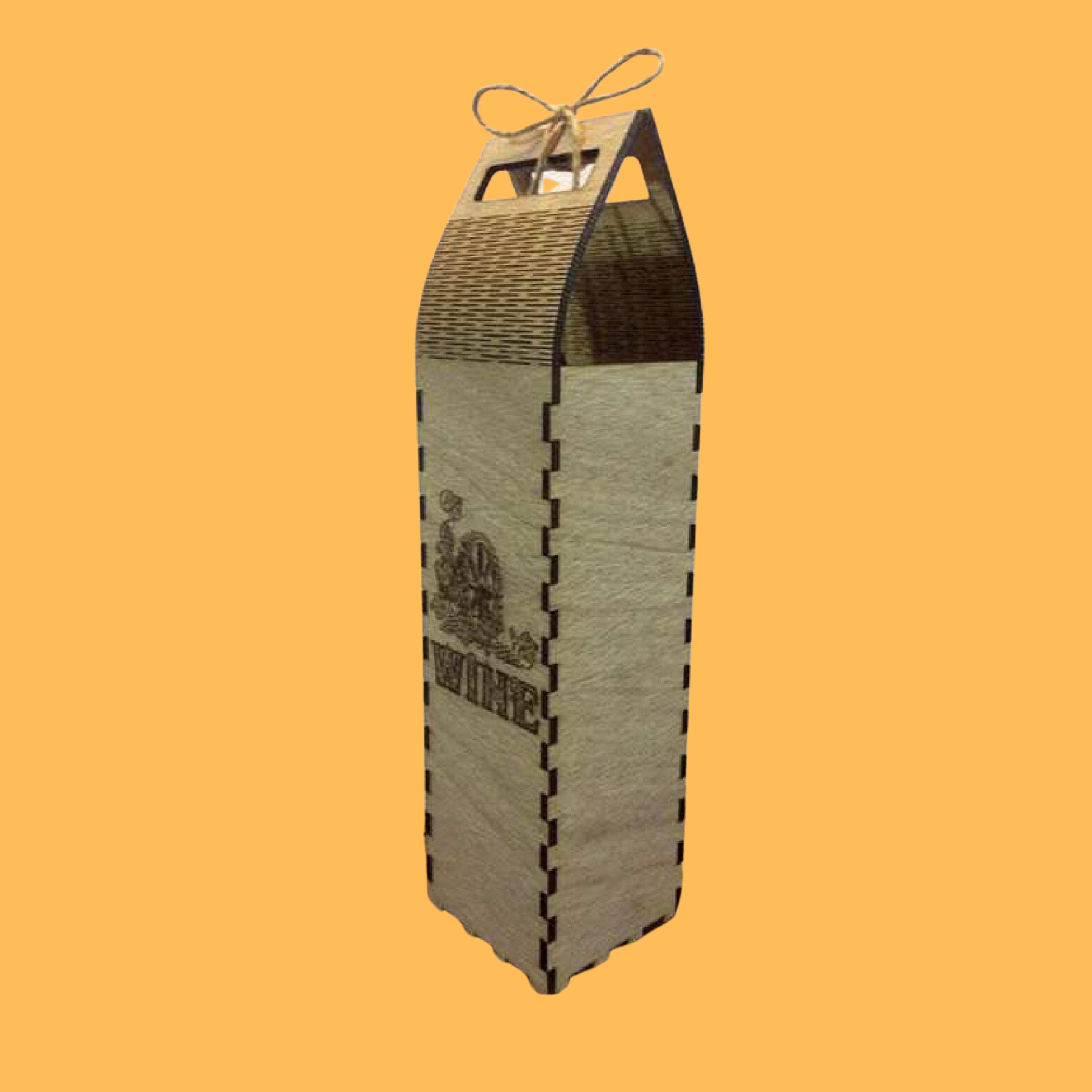 Tall Handled Bottle Carrier, custom laser-cut wooden product by Engravia Mauritius