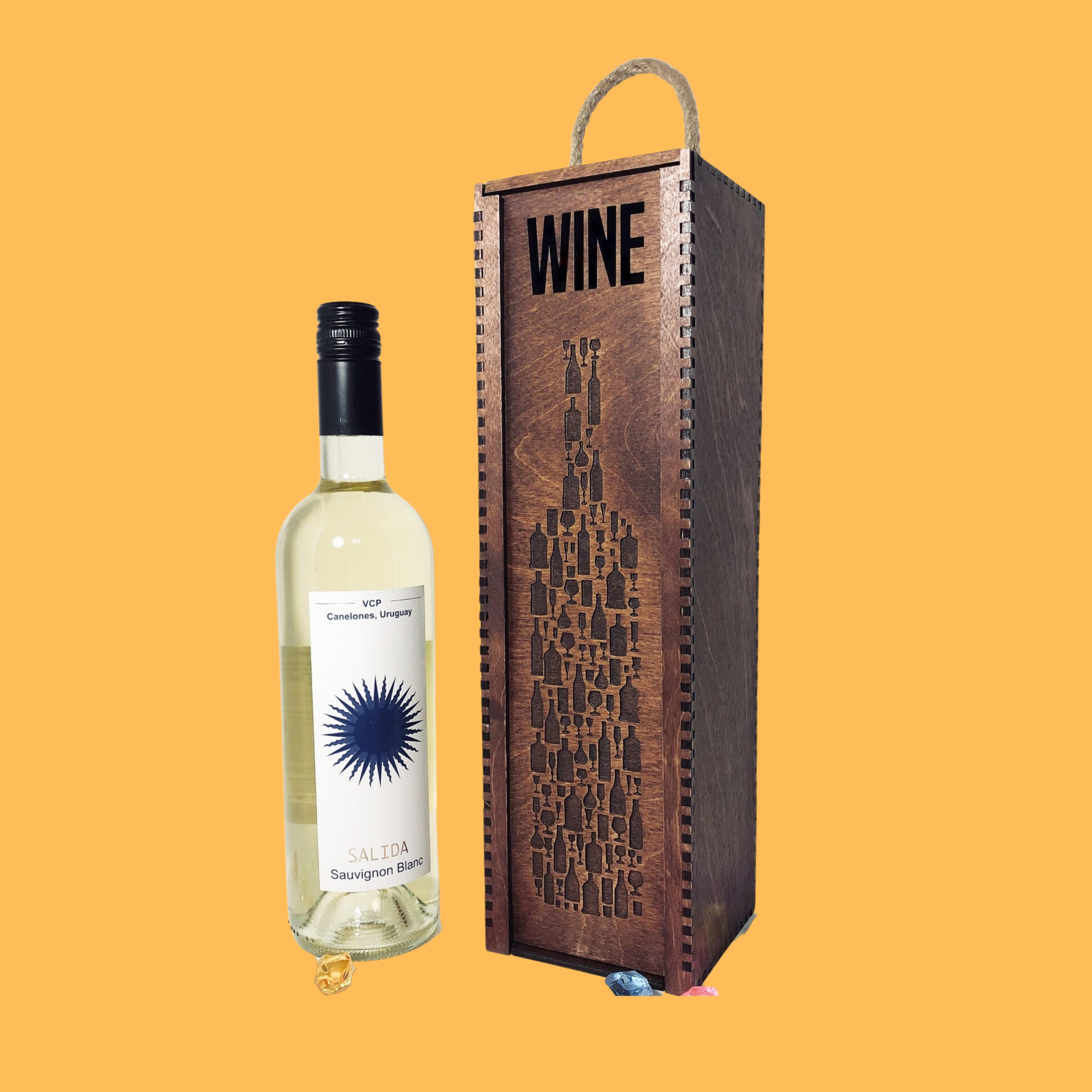 Tall Wine Gift Box, custom laser-cut wooden product by Engravia Mauritius