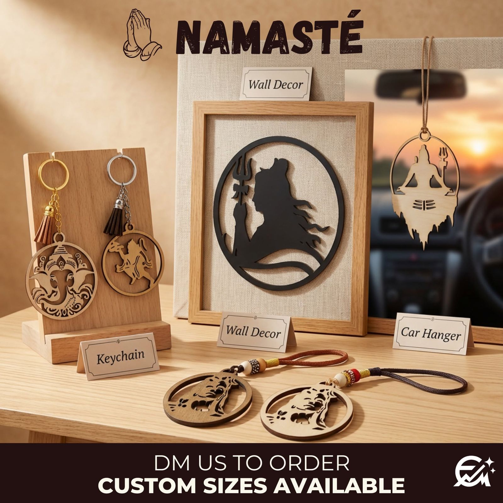 Engravia religious laser-cut keychains, wall decor and car mirror hangings